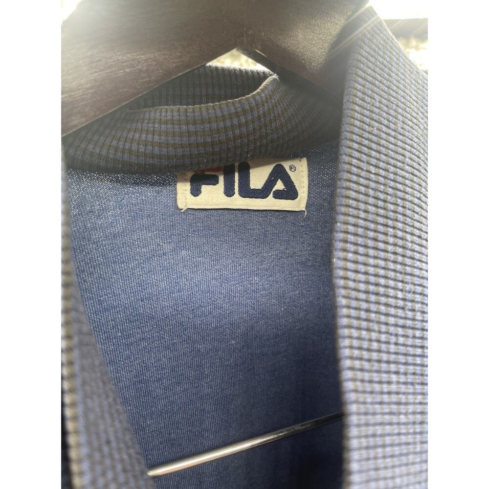 Vintage 90s Men’s FILA Zip Sweater Size Medium Navy Athletic Track Jacket - Picture 4 of 8